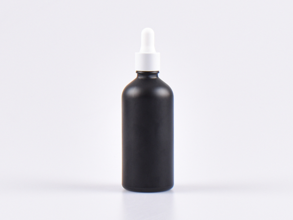 Schwarzglasflasche 100ml, mit Pipette weiss